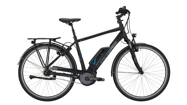 E-Bike Victoria "eTrekking 7.4" 28" Alu Herren Cityrad, Shimano Nexus 7-Gang, LL, Antrieb: Bosch Active Line Plus, Akku: 500Wh, black matt/blue glossy