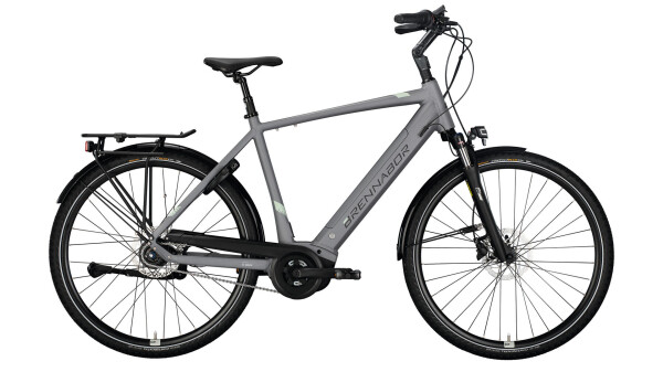 E-Bike Brennabor "T60-e" 28" Alu Herren Trekkingrad, Shimano Nexus, 8-Gang, LL, 60cm, grey matt, Antrieb Bosch Active Line Plus, Akku 500Wh