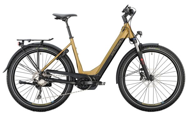 Victoria Elektro-SUV "eAdventure 12.5" 27,5" Trekkingrad, Shimano Deore, 10-Gang, Wave, 28" / 50cm, desert beige matt, Antrieb Shimano Steps E-7000, 60 Nm, Akku 504 Wh