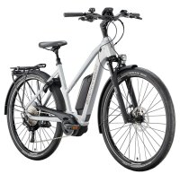 Brennabor "T-38e" 28" Elektro-Trekkingrad, Shimano Deore, 10-Gang, Bosch Active Line Plus, 50Nm, Akku 500Wh Herren, 55cm, shiny silver/pale brown,